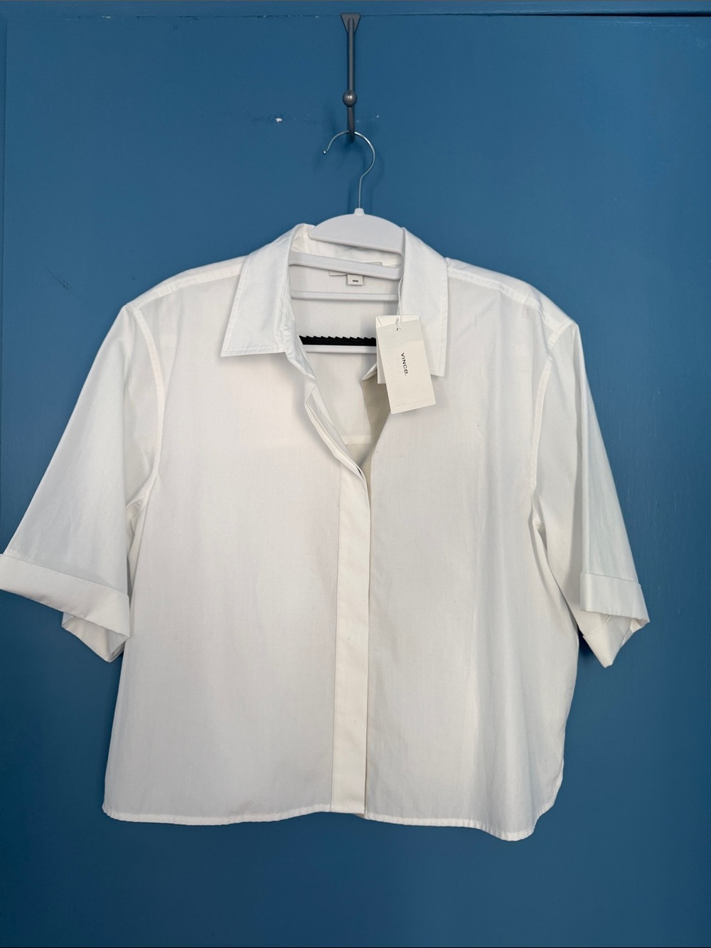 Vince White Short-Sleeve Boxy Button-Front Shirt